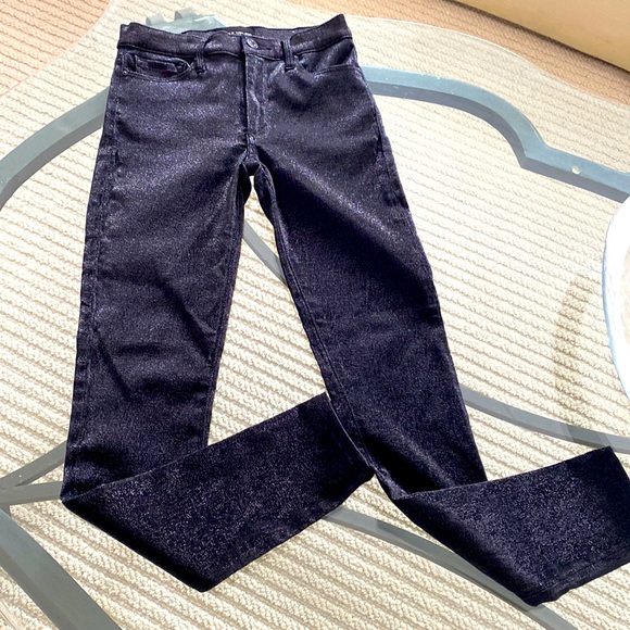 Gisele high rise skinny Black orchid shiny pants - Picture 2 of 11